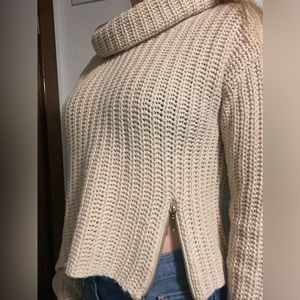Deb tan cropped sweater with zippers